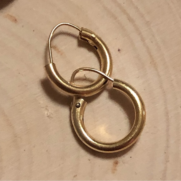 14k Gold/sterling Hoop Earrings with 10k GF tiny Hoops. - Picture 7 of 15